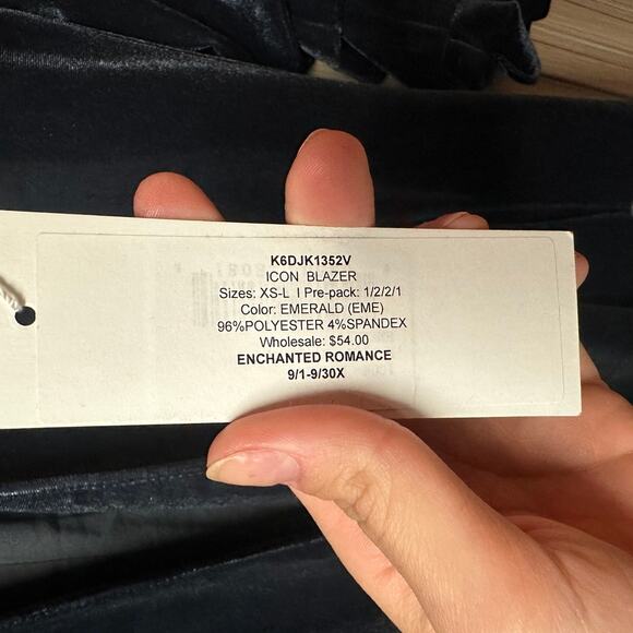 Bishop + Young Icon Velvet Blazer Emerald Women’s Size S - Picture 7 of 8